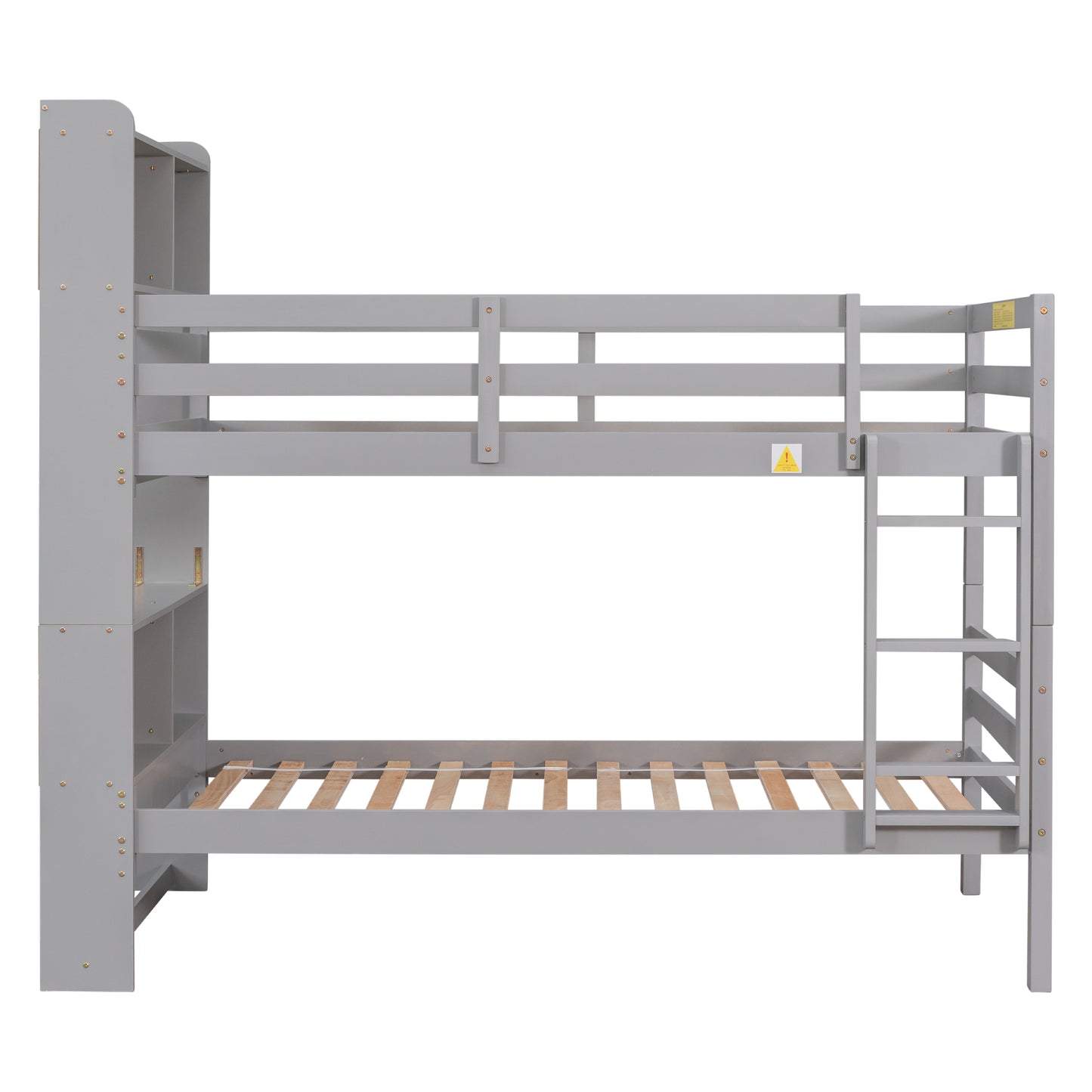 Bookcase Gray Twin Over Twin Bunk Bed