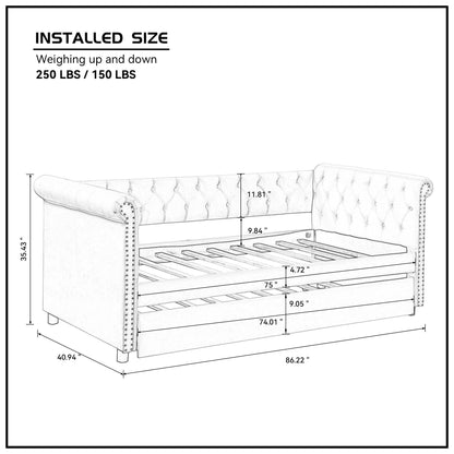 Button Gray Daybed with Trundle (twin/twin)