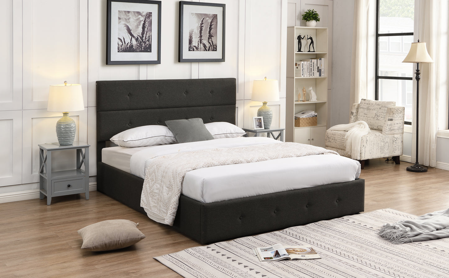 Diamond Storage Queen Bed (gray)