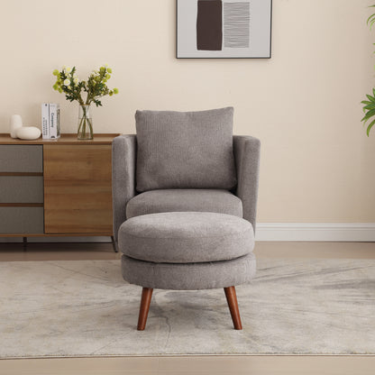 Benson Taupe Accent Chair with Ottoman