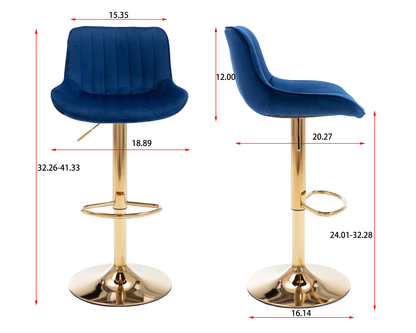 Wave Adjustable Bar Stools Set of 2 (navy)