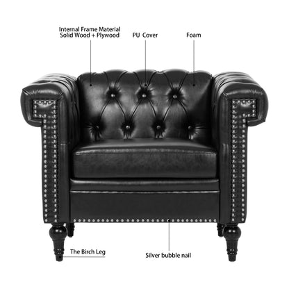 Classic Black Leather Accent Chair