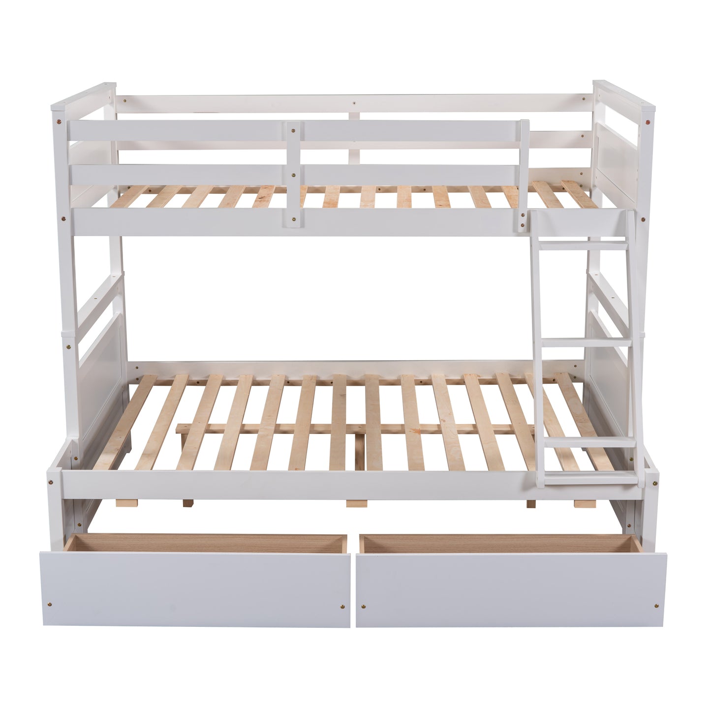 White Twin over Full Bunk Bed with Storage