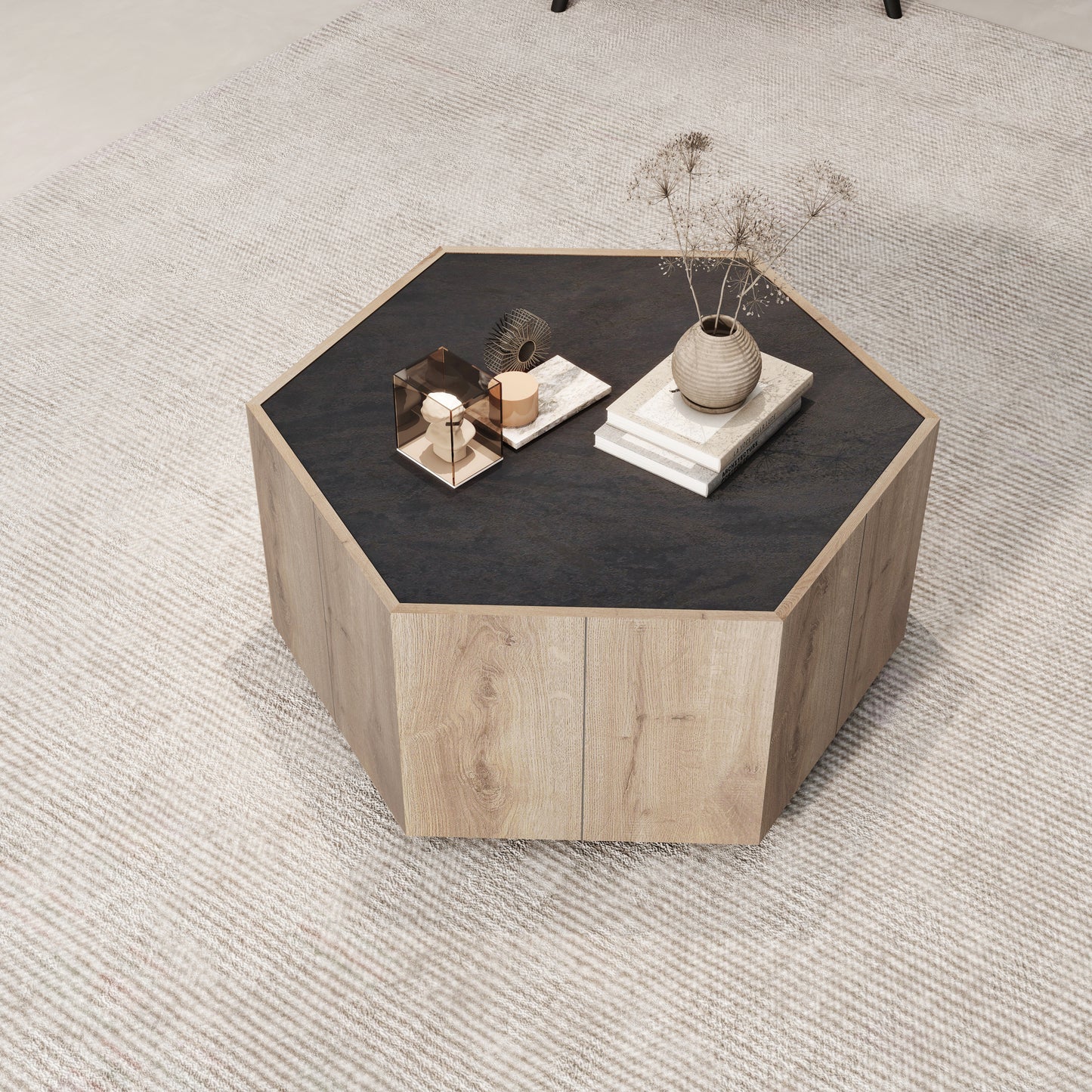 Hexagon Light Oak Coffee Table