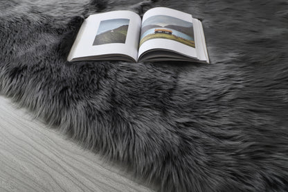 Ultra Soft Fluffy Faux Fur Area Rug 7X5 (gray)