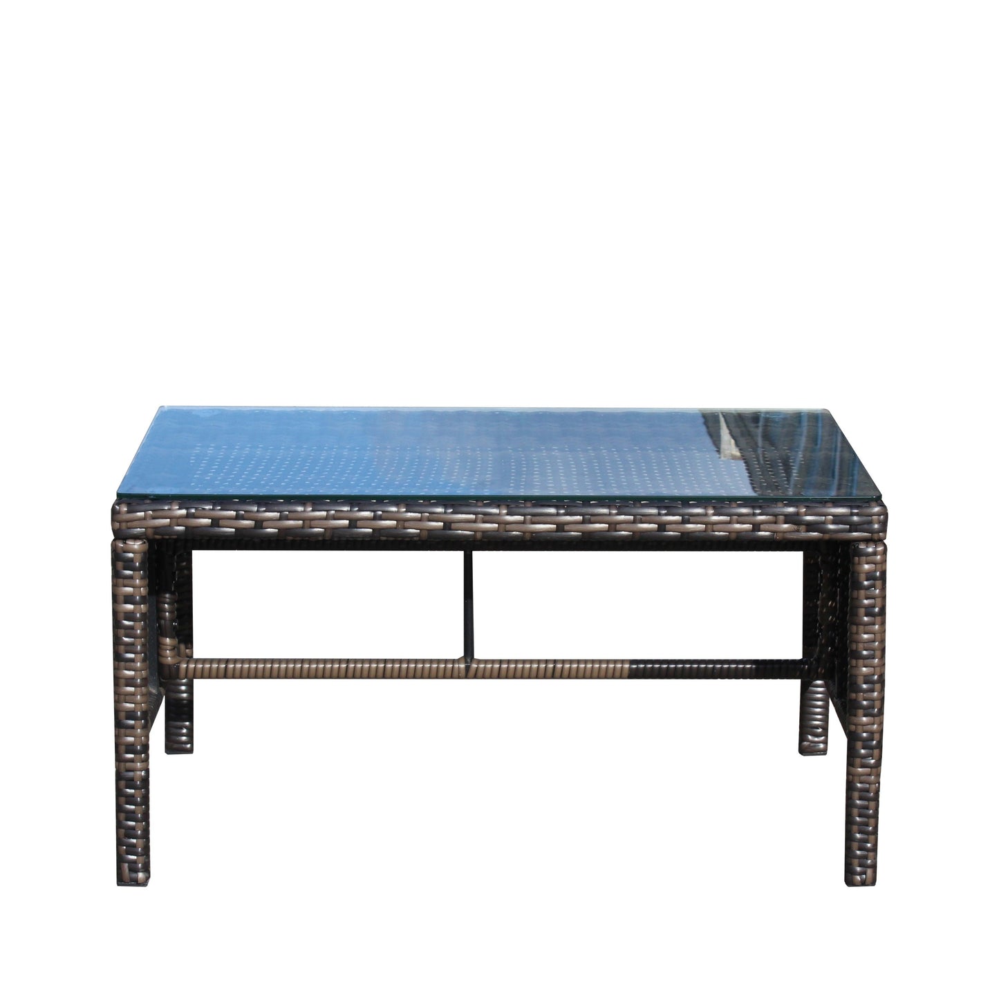 Outdoor Coffee Table with Clear Tempered Glass