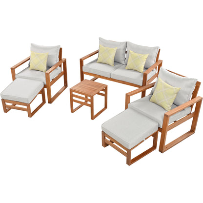 Outdoor Wood 6 Piece Conversation Set