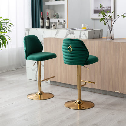 Rock Adjustable Bar Stool Set of 2 (green/gold)