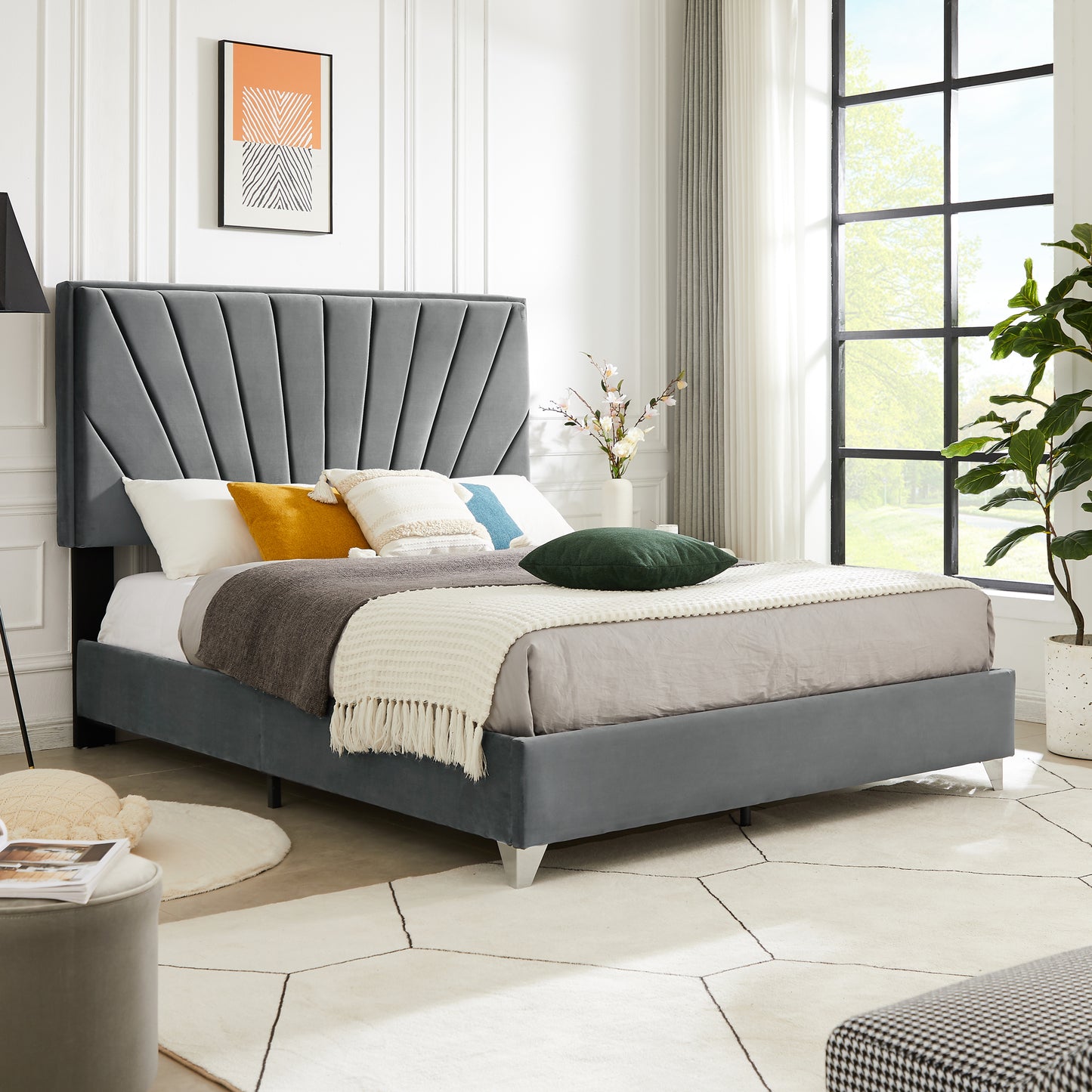 Sun Queen Bed (gray)