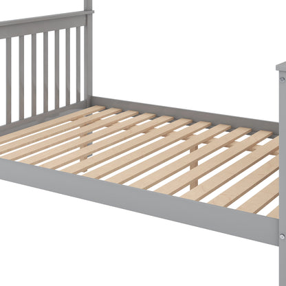 Gray Twin over Full Stairway Bunk Bed with Storage