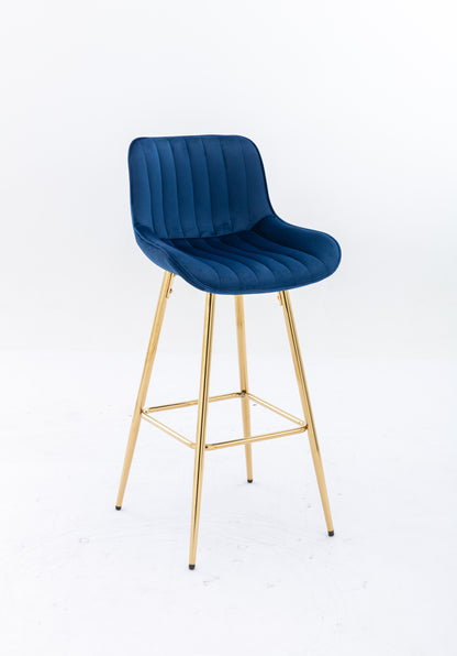 30" Set of 2 Bar Stools (blue/gold)