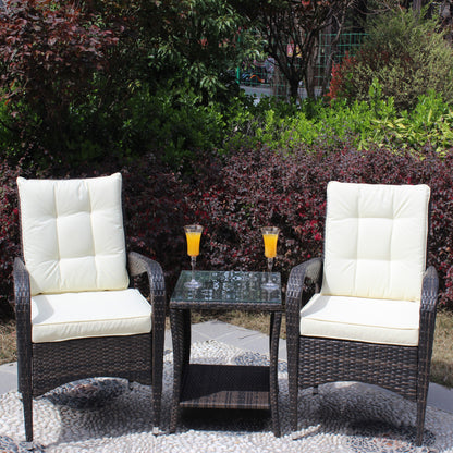 Outdoor 3 piece Beige 2 Chairs and Table