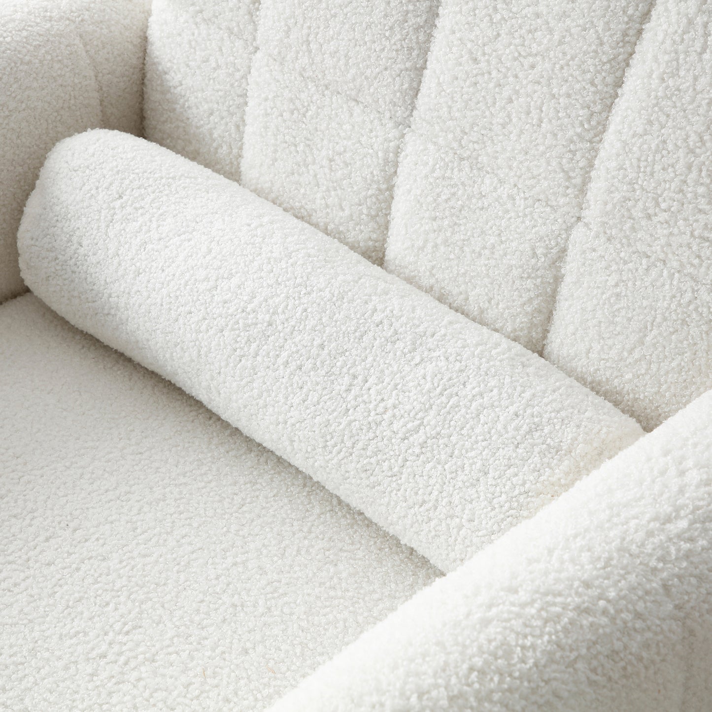 Modern Comfy Tufted White Teddy Accent Chair