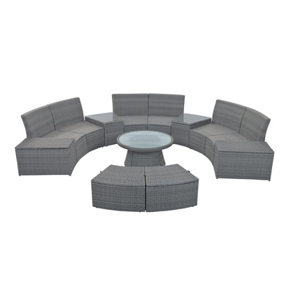 10-Piece Outdoor Sectional Half Round (light gray)