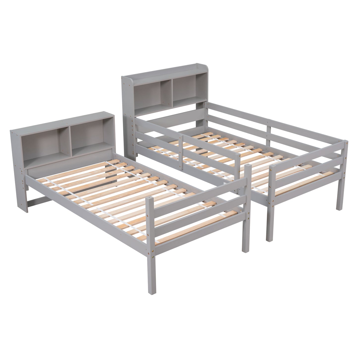 Bookcase Gray Twin Over Twin Bunk Bed