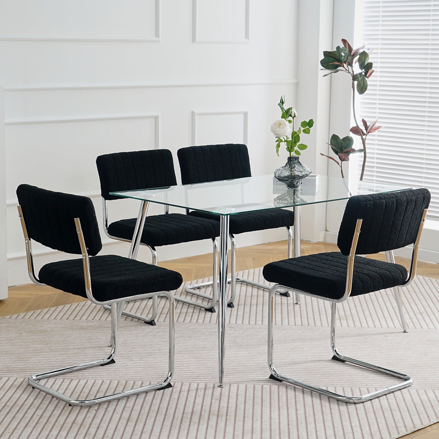 Modern Luxury Dining Chair Set of 4(black/gray)