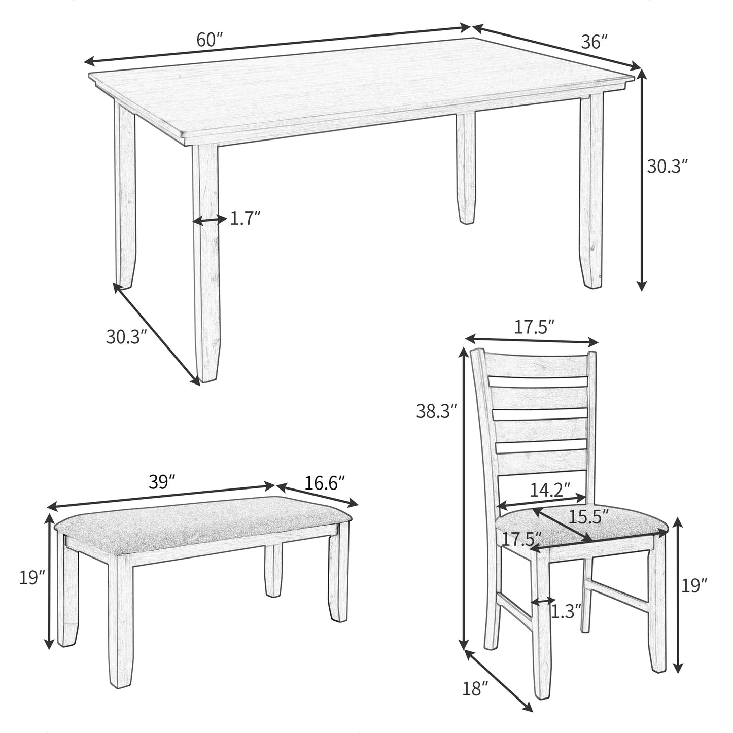 Luis 6-Piece Dining Table