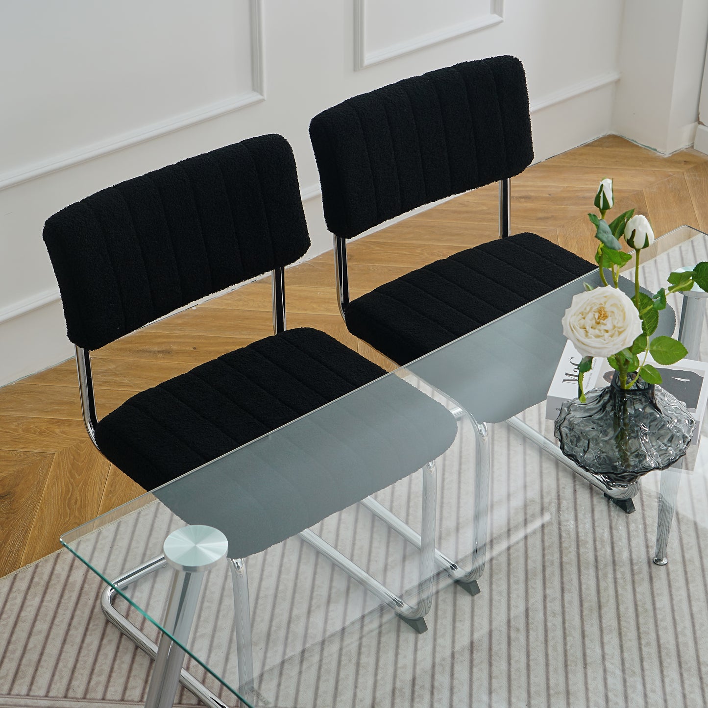 Modern Luxury Dining Chair Set of 2 (black/gray)