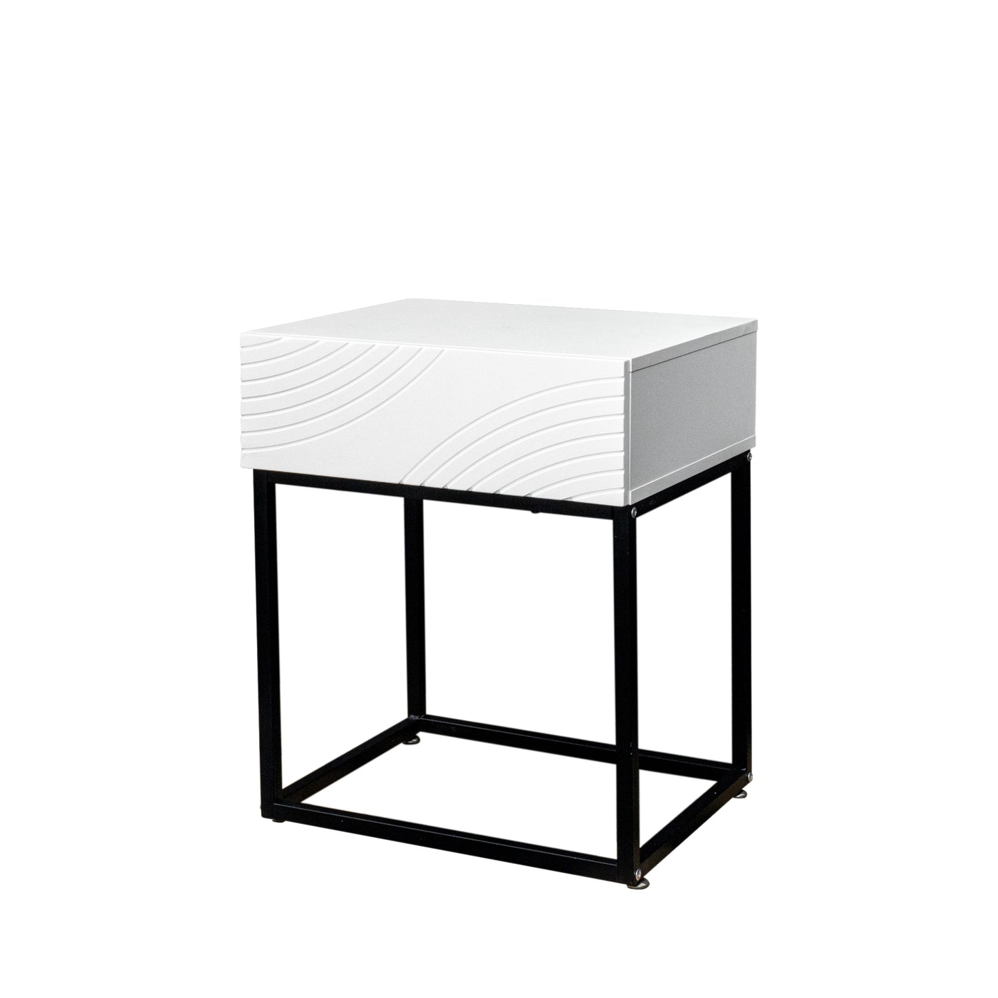 Single Drawer White Nightstand