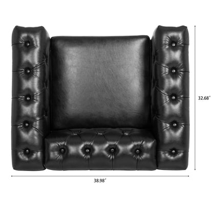 Classic Black Leather Accent Chair