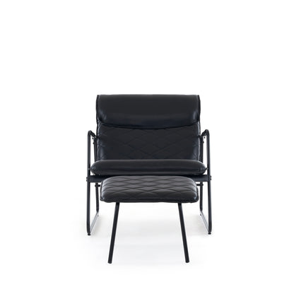 Cristina Black Accent Chair with Ottoman