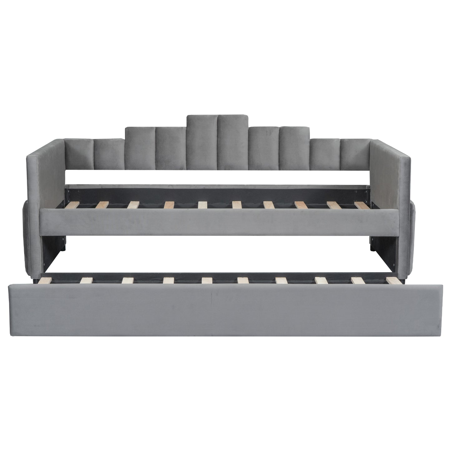 Modern LED Gray Daybed with Trundle (twin)