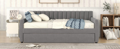 Vertical Lined Gray Daybed with Trundle (full)