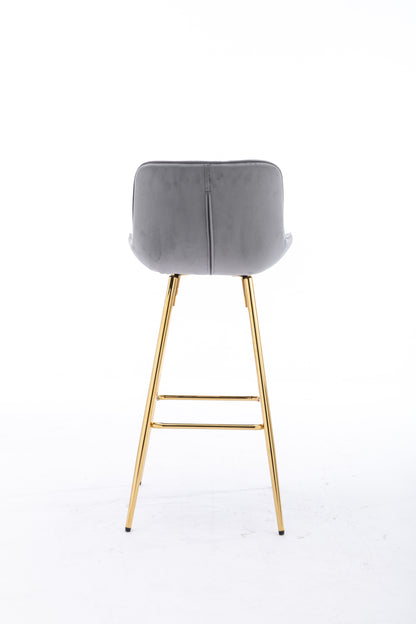 26" Set of 2 Bar Stools (gray/gold)