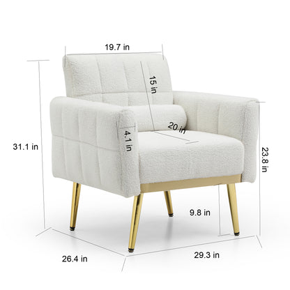 Modern Comfy Tufted White Teddy Accent Chair