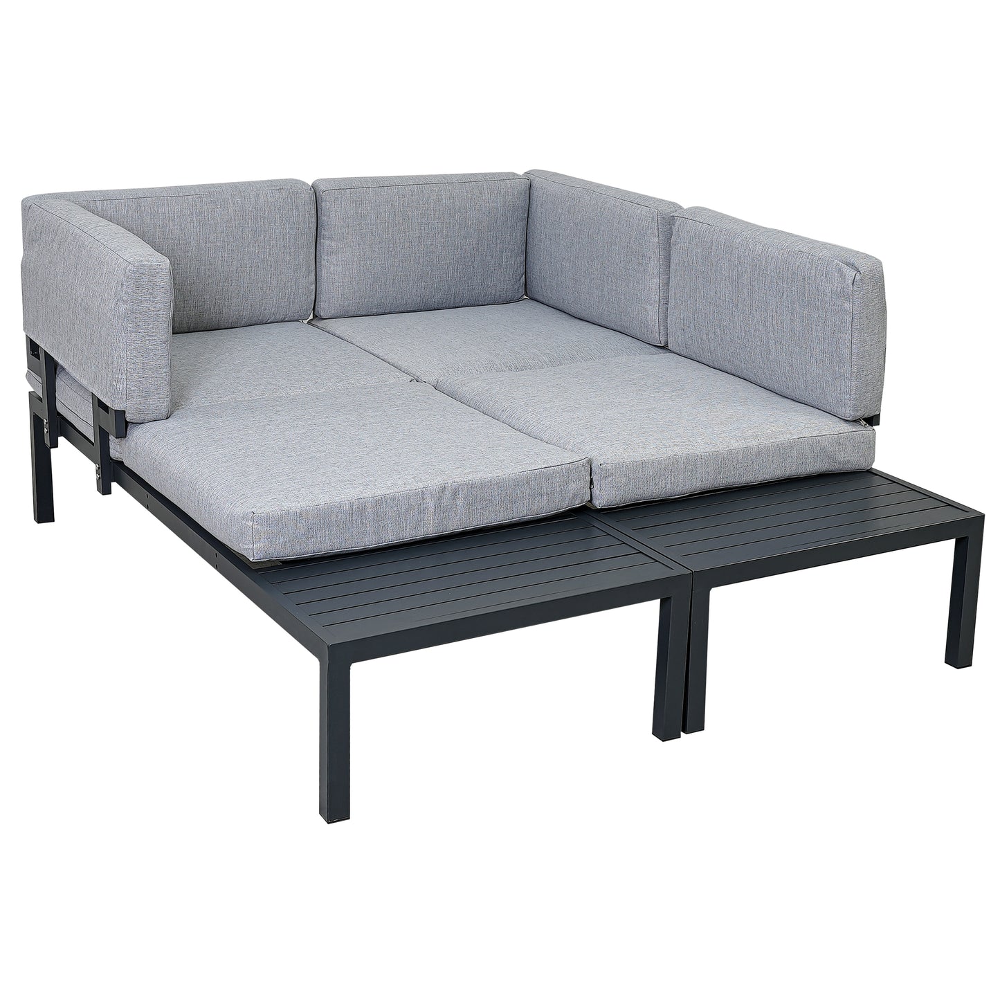 Outdoor 3 Piece Aluminum Alloy Sectional Sofa Set (gray)