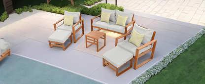 Outdoor Wood 6 Piece Conversation Set