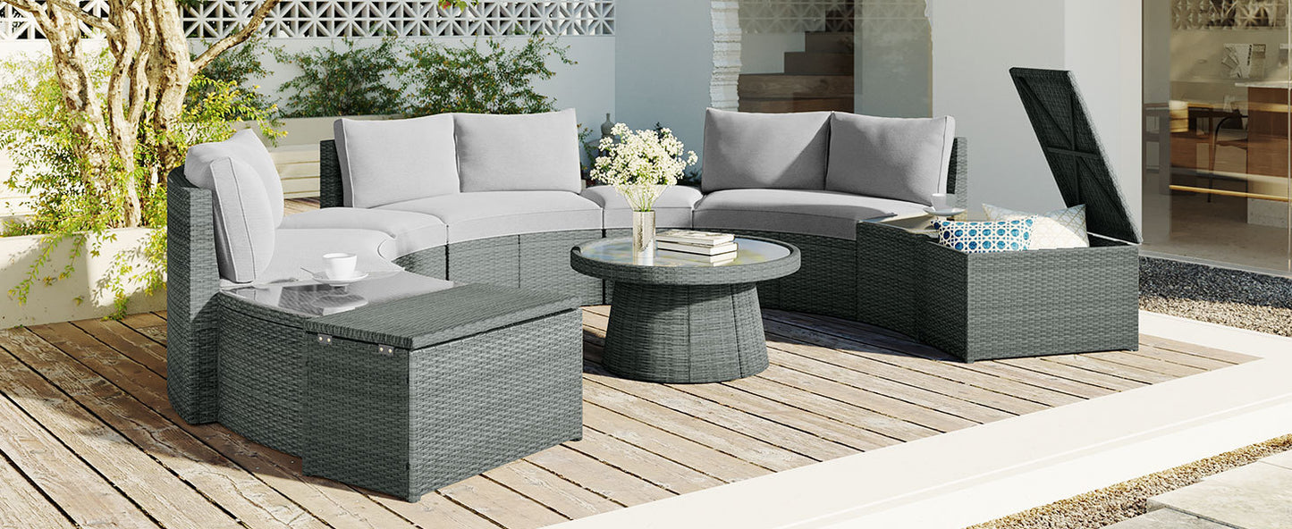 10-Piece Outdoor Sectional Half Round (light gray)