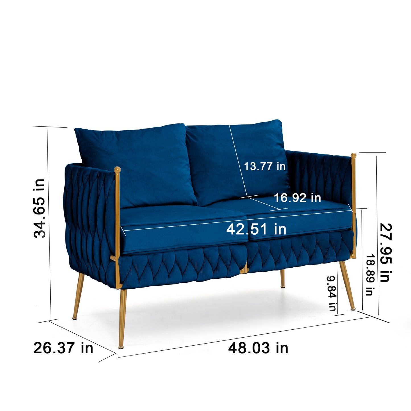 Denny Blue Velvet 2 Piece Sofa and Love Seat