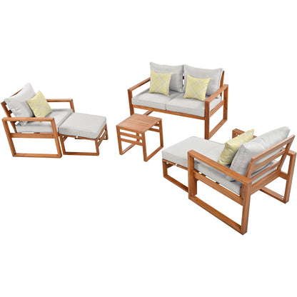 Outdoor Wood 6 Piece Conversation Set