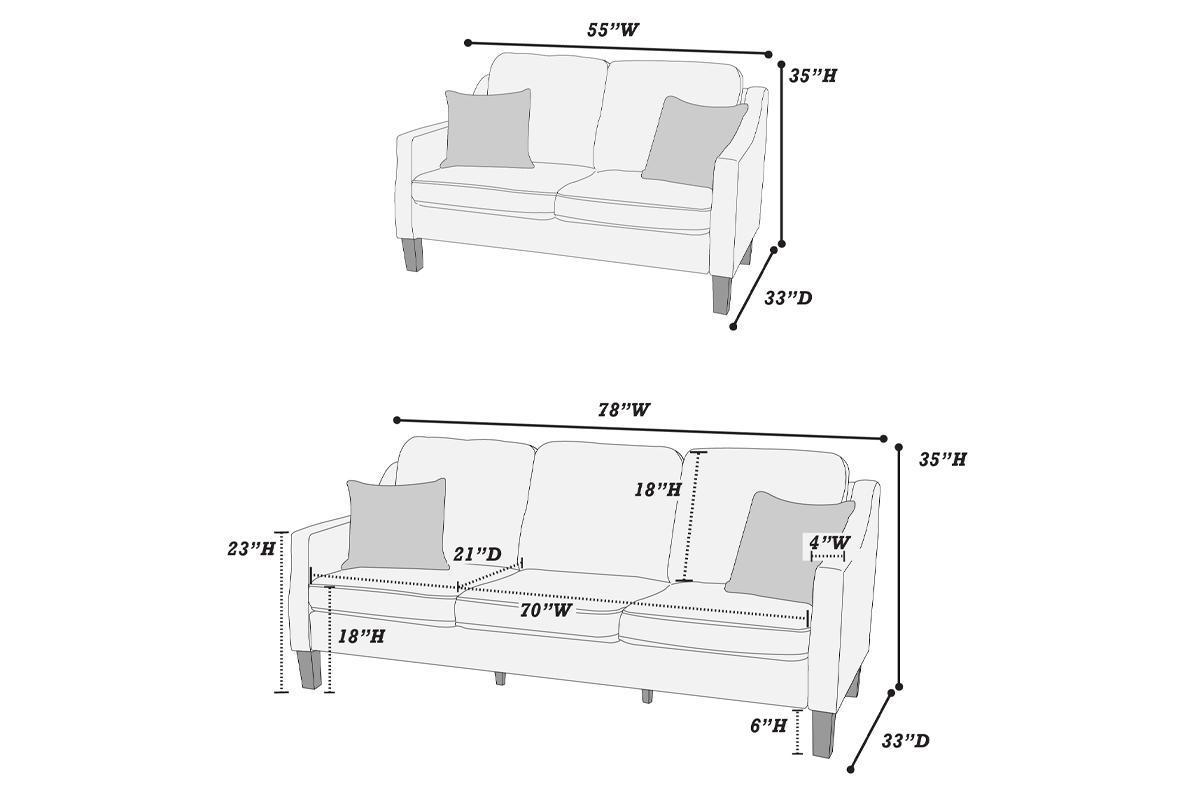 Dahlia Gray 2 Piece Sofa And Loveseat Set