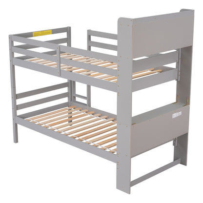 Bookcase Gray Twin Over Twin Bunk Bed