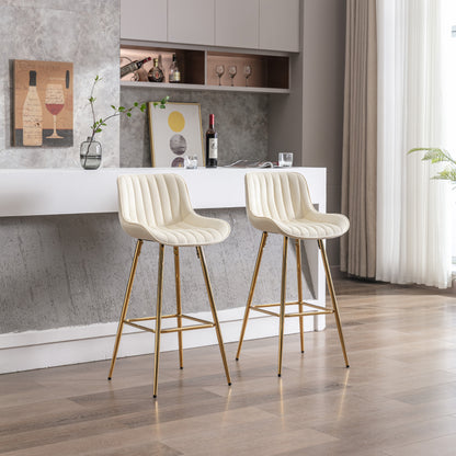 30" Set of 2 Bar Stools (cream/gold)