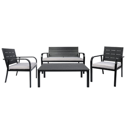 4 Pieces Outdoor Seating Set (black)