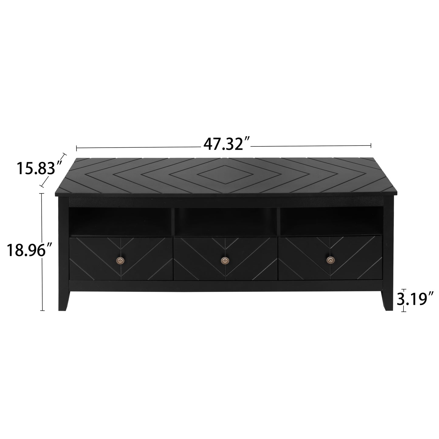 V 3 drawer TV Stand (black)