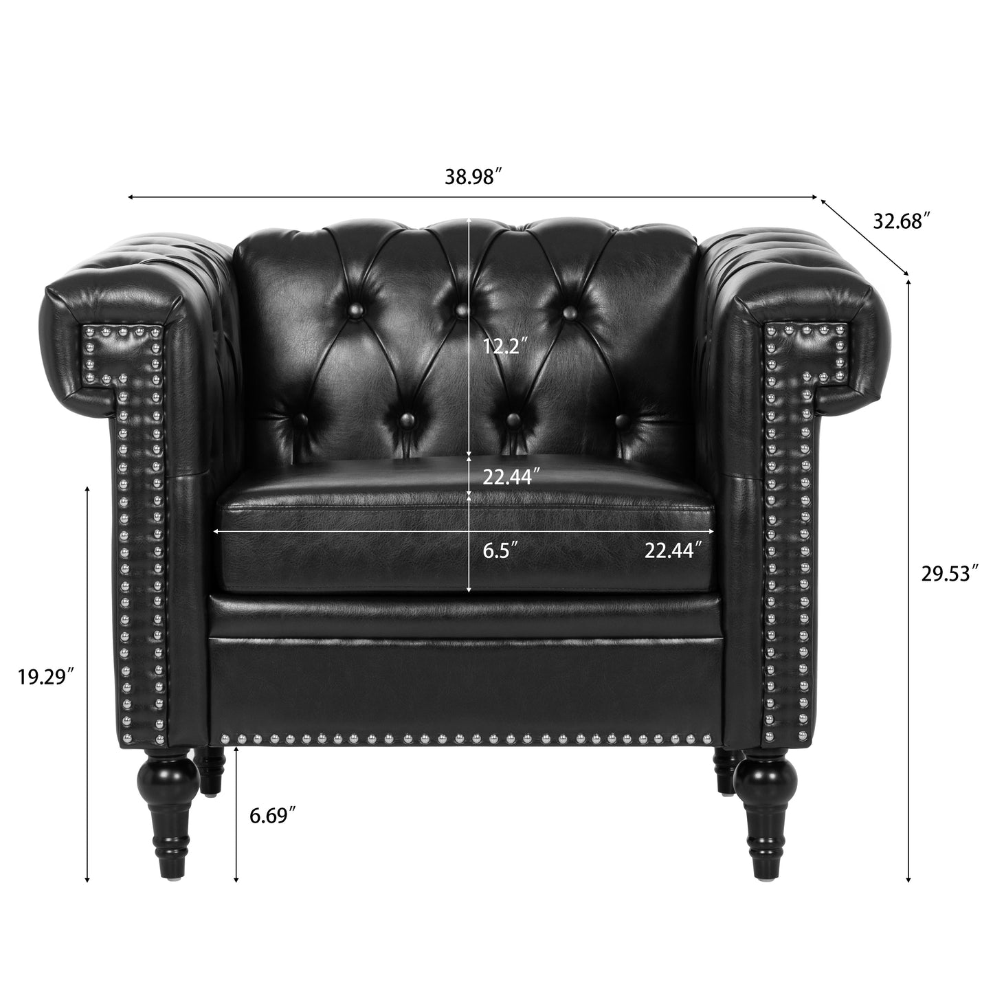 Classic Black Leather Accent Chair