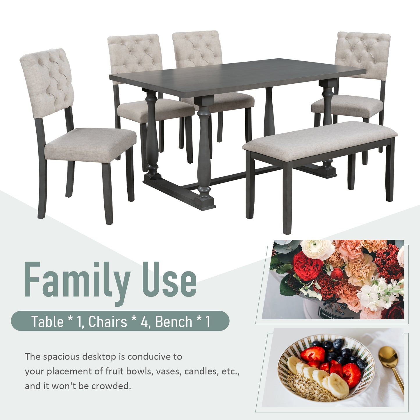 Mela 6-Piece Dining Table (gray)