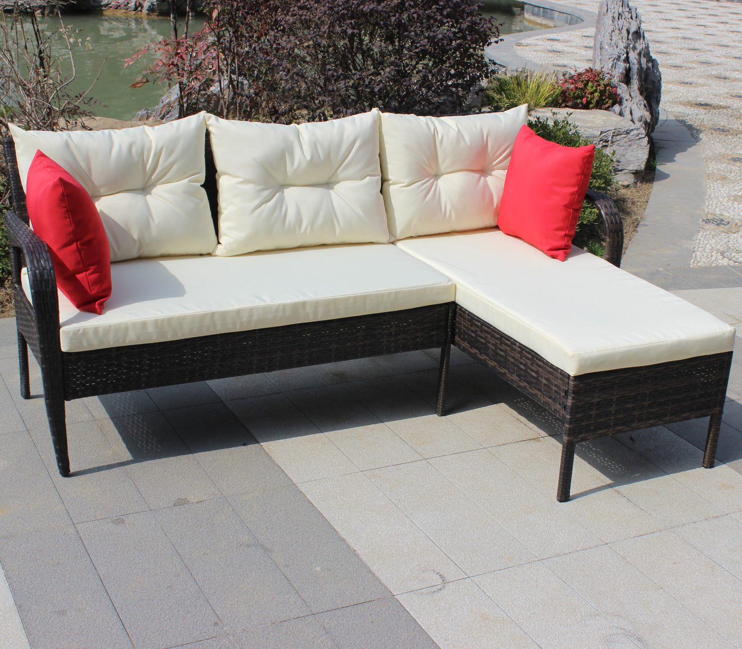 Outdoor 2 Piece Beige Conversation Set