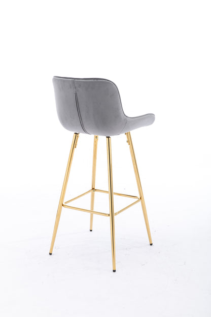 26" Set of 2 Bar Stools (gray/gold)