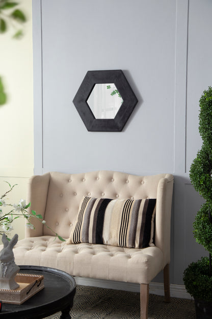 18.5" x 18.5" Hexagon Mirror with Black Wood Frame