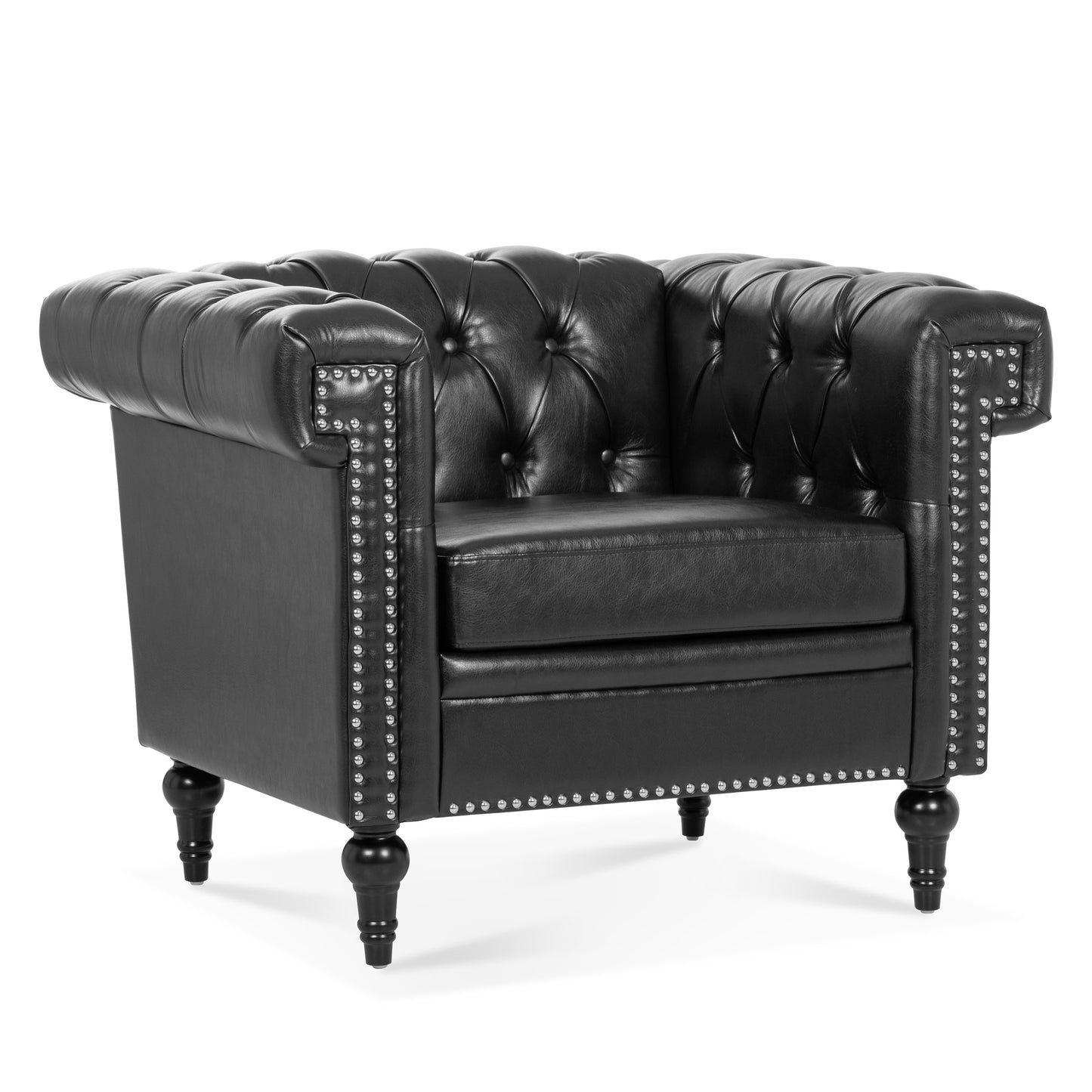 Classic Black Leather Accent Chair