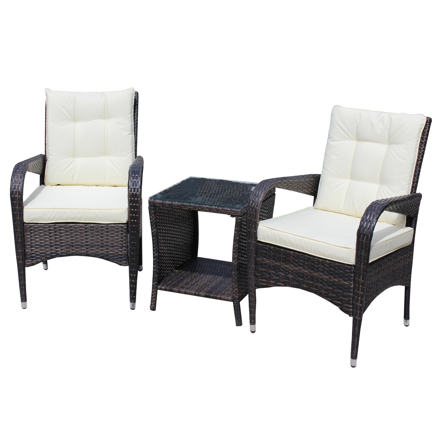 Outdoor 3 piece Beige 2 Chairs and Table