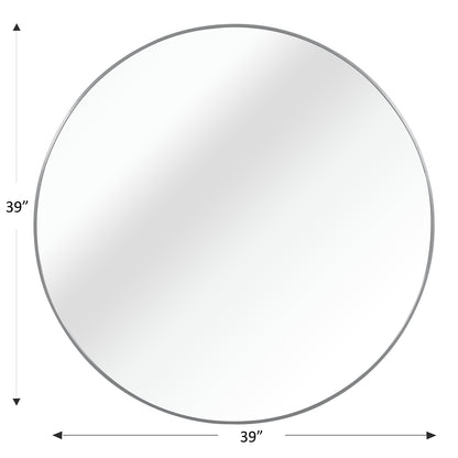 Silver 39 Inch Metal Round Mirror