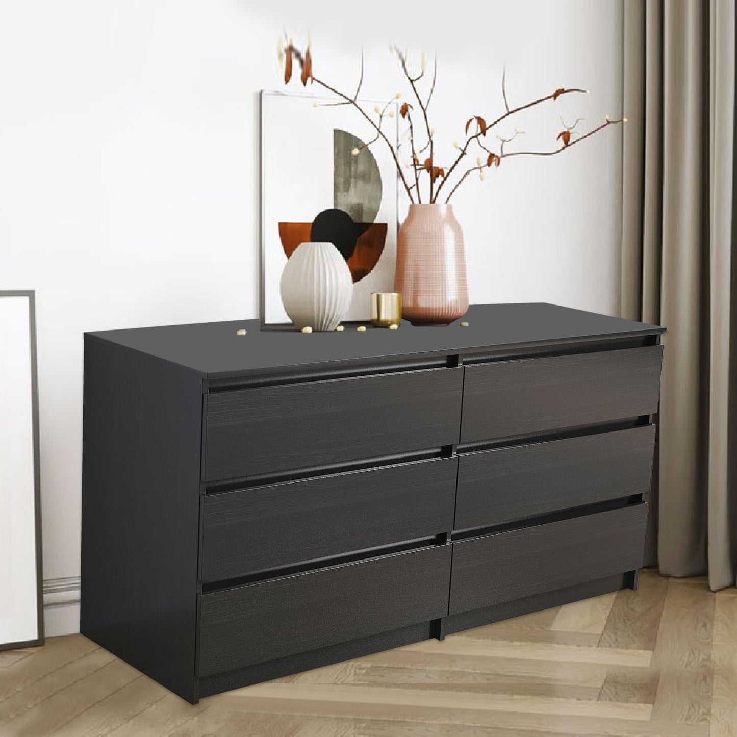 6 Drawer Double Dresser (black)