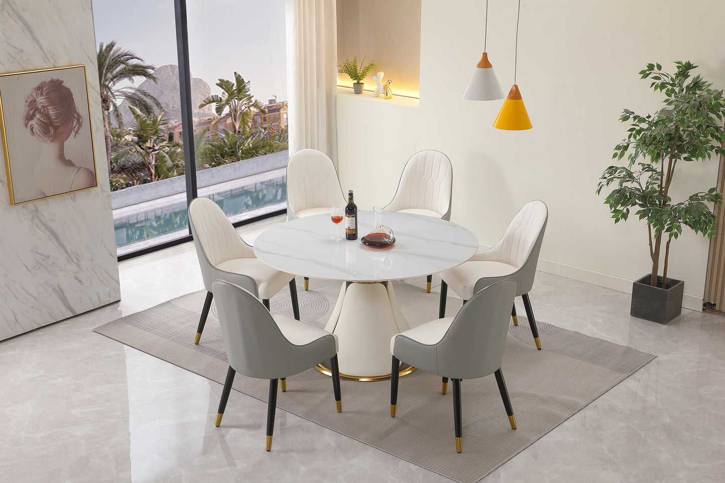 53" Modern Sintered Stone Dining Table