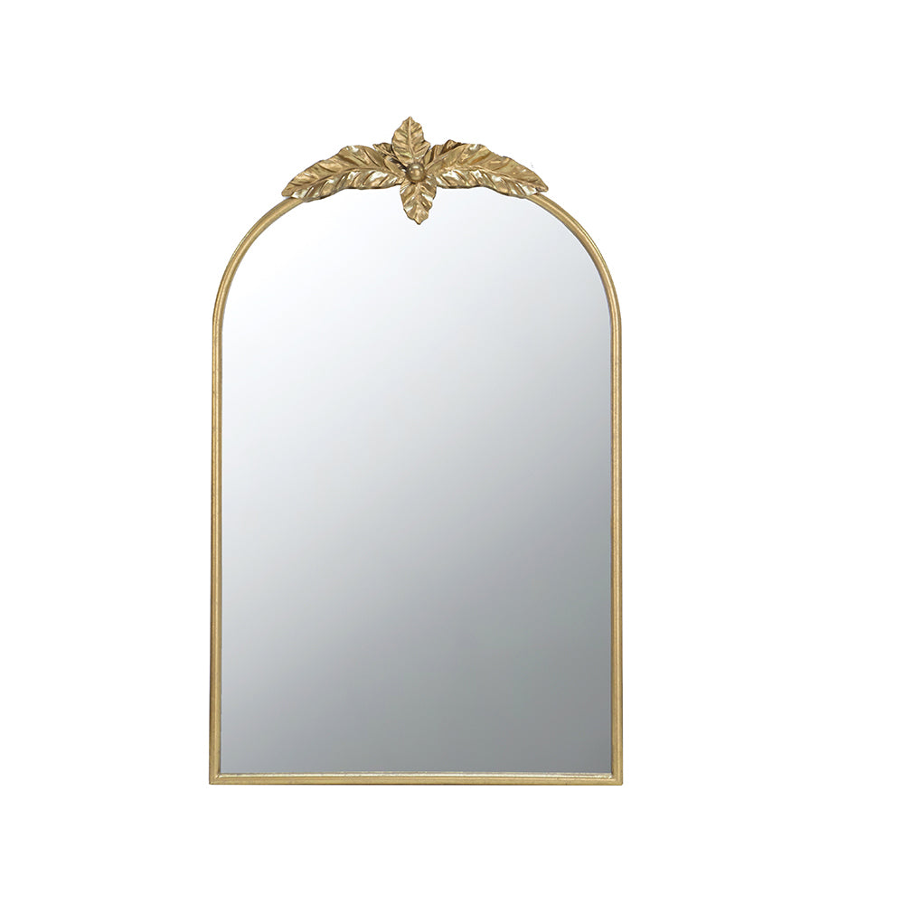 Arched Wall Mirror with Gold Metal Leaf Frame